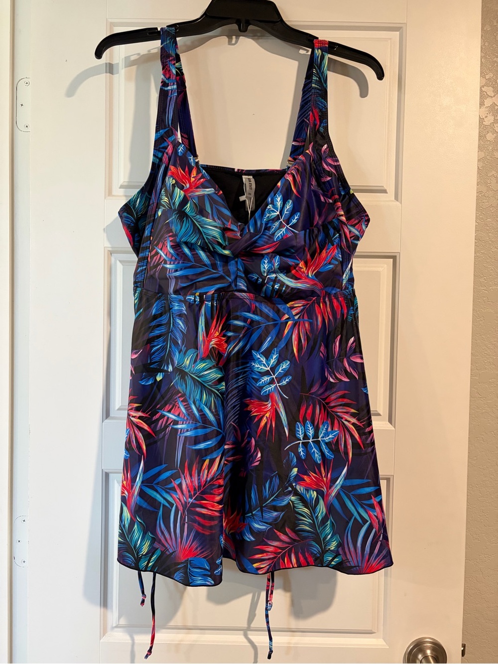 ✨Aqua Eve | Plus Size Palm Print Swim Suit Dress Tankini Top w Side Ties| Sz 22W
